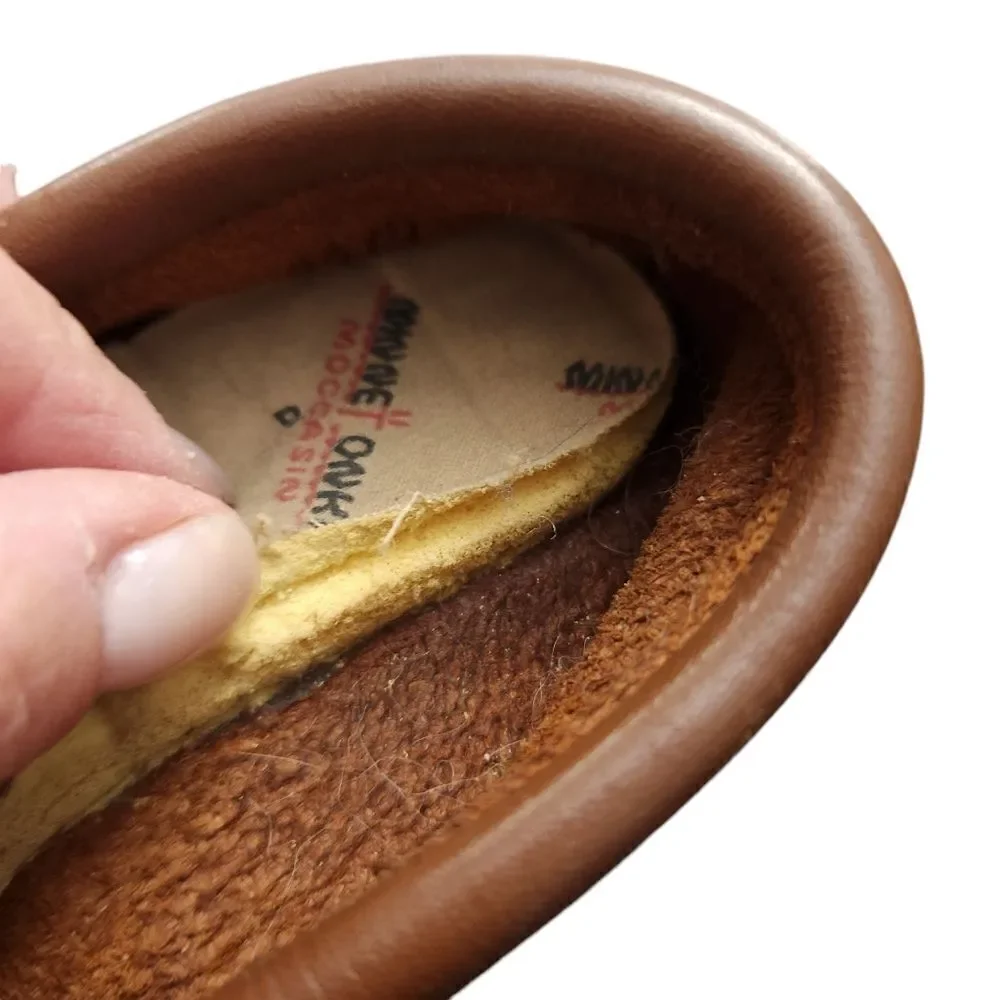 Minnetonka Kids Moccasins Size 9 Toddler Brown Leather Flat Shoes